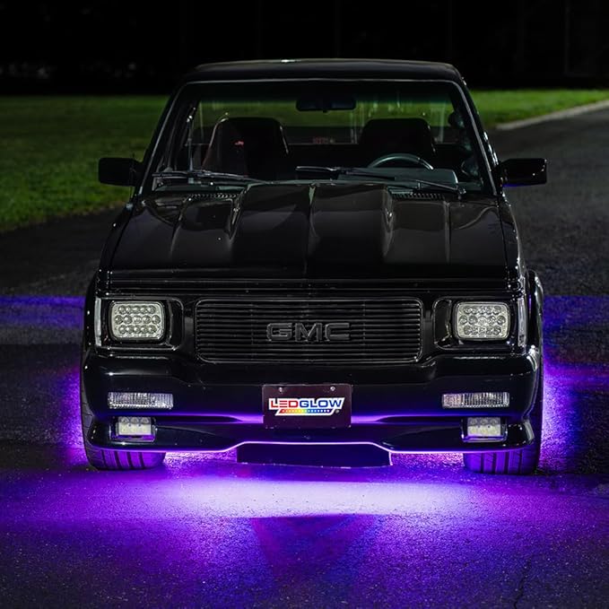 LEDGlow 6pc Purple LED Flexible Truck Slimline Underbody Underglow Accent Neon Lighting Kit - 4 Unique Patterns - Water Resistant, Low Profile Light Tubes - for Midsize & Full Size Trucks