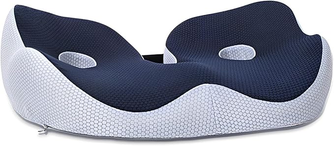 Seat Cushion for Office Chair Orthopedic Memory Foam Coccyx Support Pad Sciatica Pain Relief Tailbone Back Comfort Posture Alignment Pressure Massage Home Car Work