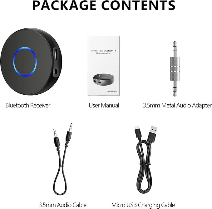 SONRU Bluetooth Aux Adapter for Car, Wireless Audio Receiver, Portable Hands-Free Kit with RCA AUX 3.5mm for Home/Car Stereo Music Streaming Sound System