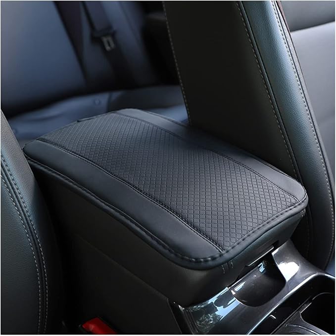 Ziciner Car Center Console Armrest Pad, 12.6X 7.2 Inch PU Leather Waterproof Auto Armrest Seat Box Cover Protector, Universal Car Interior Accessories (Black & Grey)