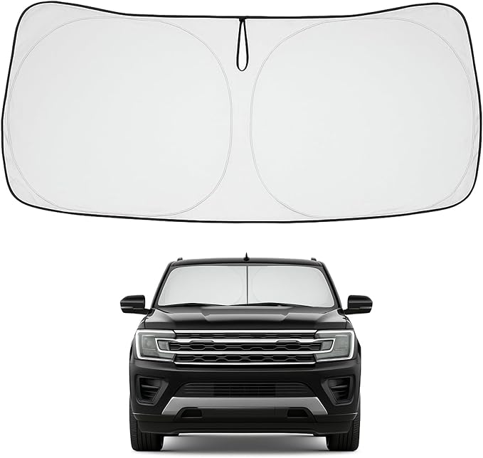 Proadsy 2026 Upgrade Front Windshield Sun Shade Foldable Sunshade Protector Custom Fit 2018-2024 Ford Expedition Accessories