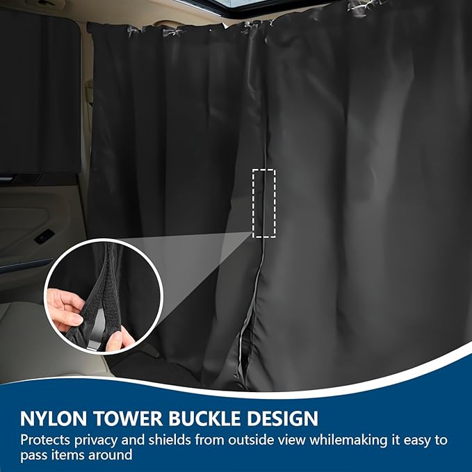 5PCS Car Privacy Curtains, Auto Window Shades Kit with 2 Front&Rear Side Window Shades, 98% Light Blocking Divider Curtain, Privacy Window Cover, Baby Shade for Sleeping, Car Camping Essentials