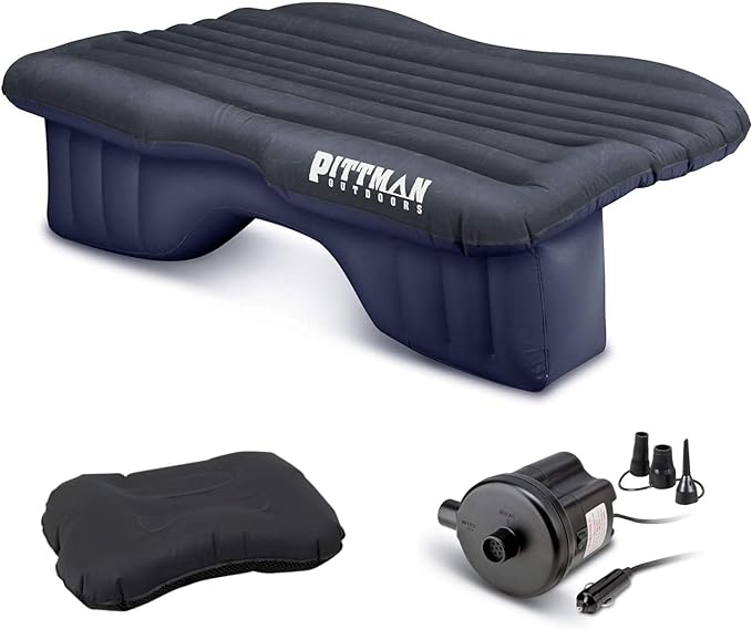 AirBedz by Pittman Outdoors - Inflatable Rear Seat Air Mattress, Black - 55" Wide - Mid-Size Fits Jeeps, Car, SUV’s & Mid-Size Trucks, Comes with Portable DC Air Pump