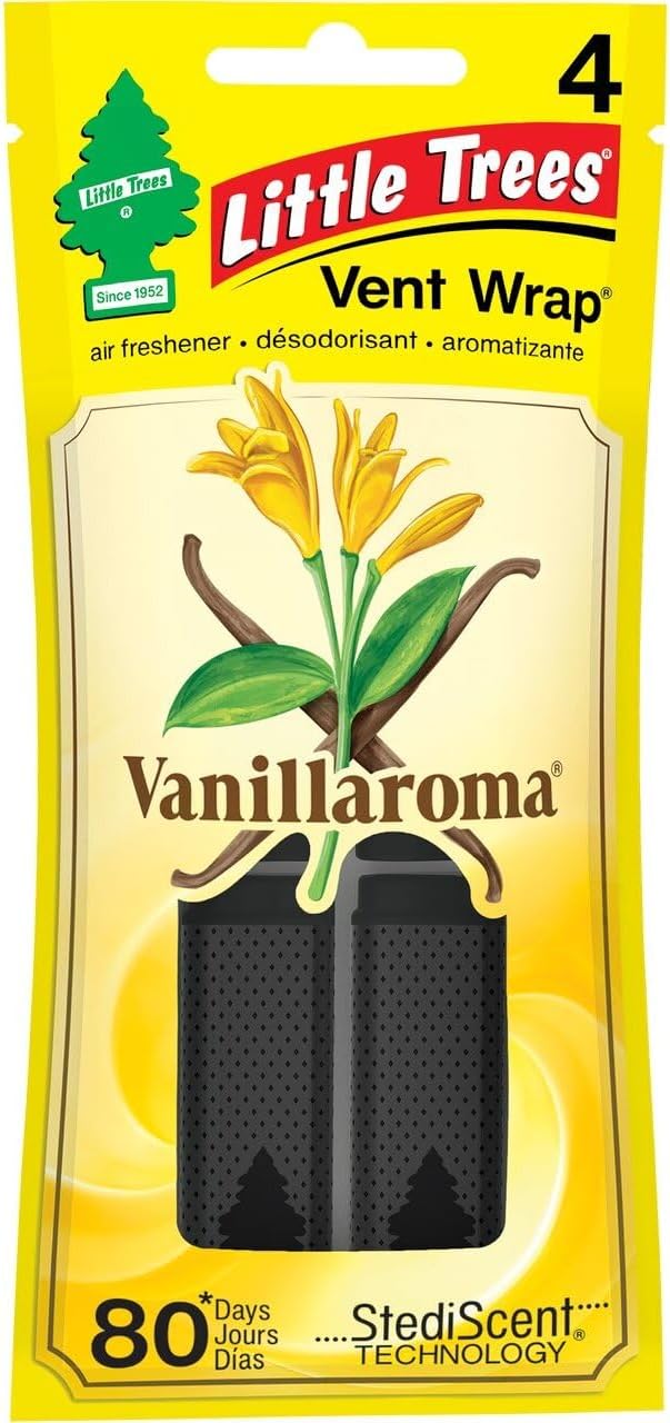 LITTLE TREES Car Air Freshener | Vent Wrap Provides Long Lasting Scent, Invisibly Fresh | 16 Air Fresheners | Vanillaroma