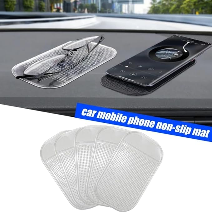 5PCS Extra-Strong Anti-Slip Pad Car Dashboard Sticky Pad Removable Silicone Gel Mat Washable Multi-Purpose PU Gel for Cell Phone Tablet (White)