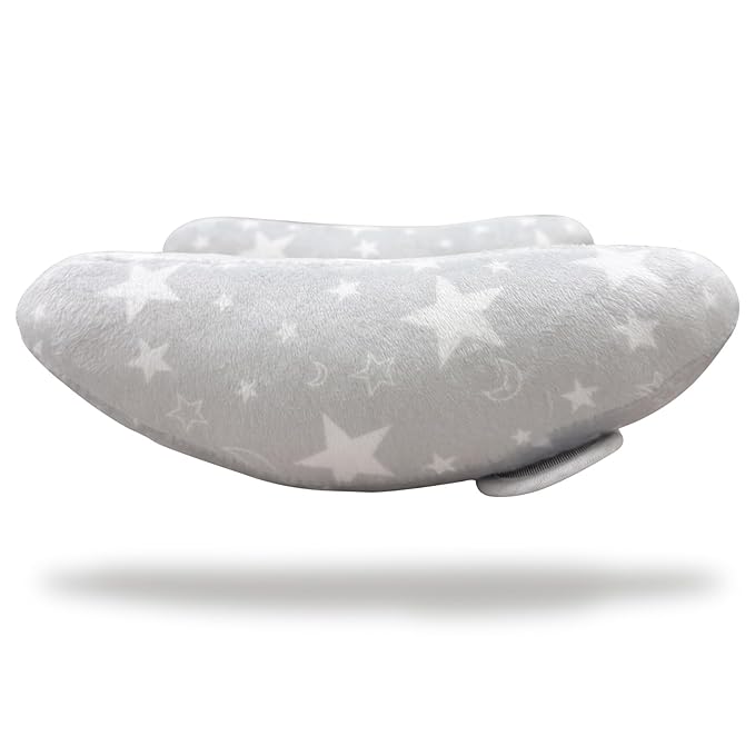 Infant Travel Pillow, Adjustable Baby Head Neck Support Cushion for Car Seat and Stroller - Comfortable and Lightweight Baby Travel Pillow, with Moon and Star Pattern