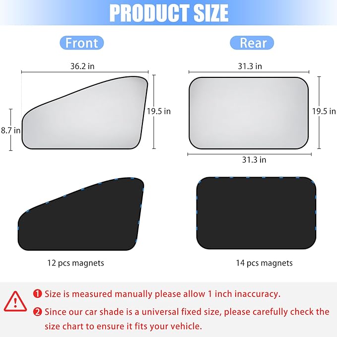 Zatooto Car Window Sun Shade - Blackout Shade for Side Windows, Protects Privacy, Reflects Sunlight, Reversible, Universal Fit, Silver