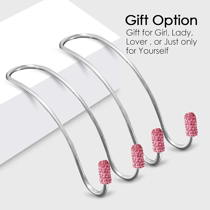 Guoord Pink Car Accessories for Women, 2 Pcs Hot Pink Car Decor Hooks for Purses and Bags, Durable Backseat Holder, Heart-Shaped Purse Hook Hangers, Storage Universal for SUV Truck & Van