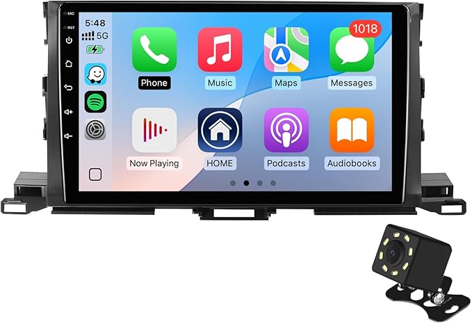 10.1 Inch IPS Touchscreen Android 14 Car Stereo for Toyota Highlander 2014-2019 with Wireless CarPlay & Android Auto 4 Core 32GB Car Radio, Support GPS, WiFi, Bluetooth, FM, Backup Camera, SWC, USB