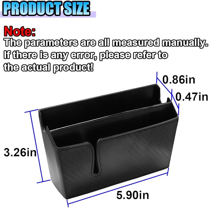 Universal Carbon Fiber Car Storage Box - Multifunctional Cell Phone Holder Auto Dashboard Pocket Organizer with Sticky - Car Interior Accessories for Storing Phone Card Key Pen Coin (Long)