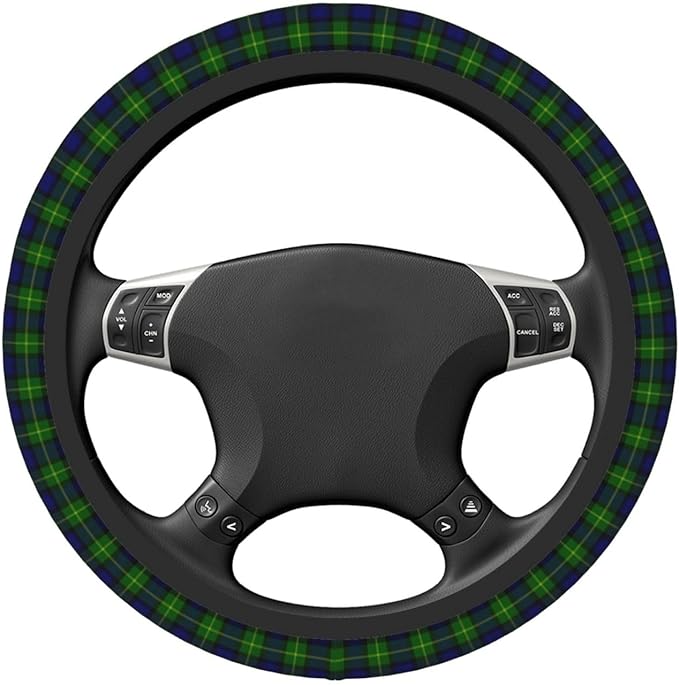 Thickened Elastic Steering Wheel Cover, Gordon Tartan Blue Green Plaid Ultra, Soft, Breathable, Fit for Cars, SUVs, Trucks, Stylish Comfortable Grip