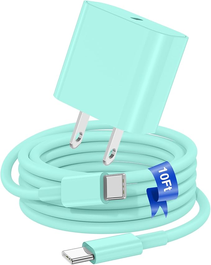 iPhone 17 16 15 Fast Charger Block and 10ft Type C to C Cable Cord Long, 20W USB C Charging Plug for Apple iPhone 17 Pro Max/17 Air/16 Pro Max/16/15 Pro/15 Plus/iPad Mini,Wall Power Adapter Cube Brick