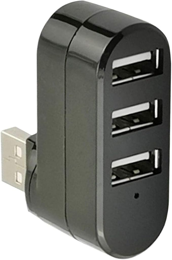 USB 3 Port Splitter, Mini USB Hub, USB 3 Port Compact Portable Rotatable HUB, USB Hub Dock [90°/180° Degree Rotatable] for Flash Drive Mobile HDD PC Laptop Notebook and More - Black