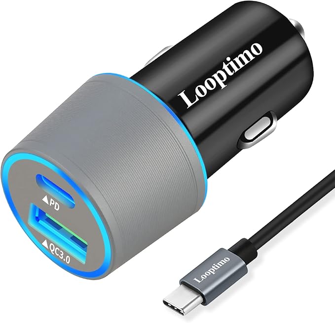 45W Fast USB C Car Charger for Google Pixel 10/10 Pro/10 Pro XL/9/9a/8/7, Galaxy S26/S25 Ultra, Looptimo Android Phone Plug PD & QC3.0 Cigarette Lighter Adapter with Rapid Charging 6.6ft Type C Cable