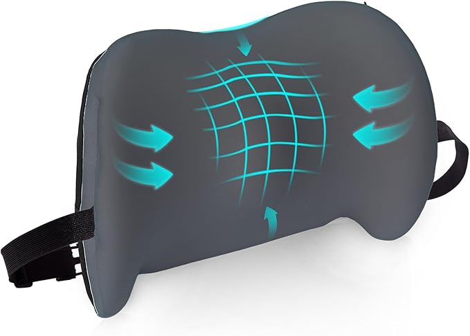 Lumbar Support Pillow for Office Chair, Cooling Car Lumbar Pillow Lower Back Pain Relief,Memory Foam Back Cushion with Adjustable Straps,Ergonomic Chair Back Pillow for Gaming Chair,Car(Gray Cooling)