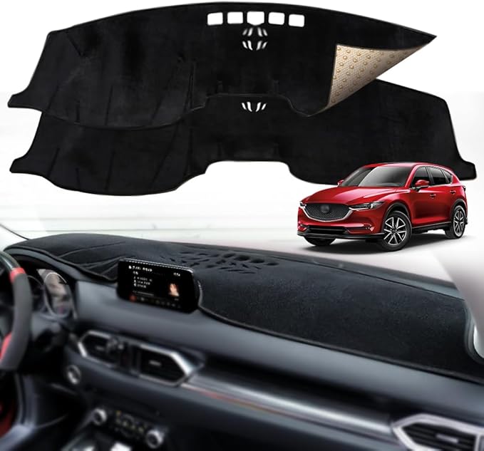BEERTE Updated Custom Black Dash Cover Fit for Mazda CX5 2026 2025-2017 Nonslip Dashboard Mat Polyester Sunshade Dashboard Protector (Without HUD)