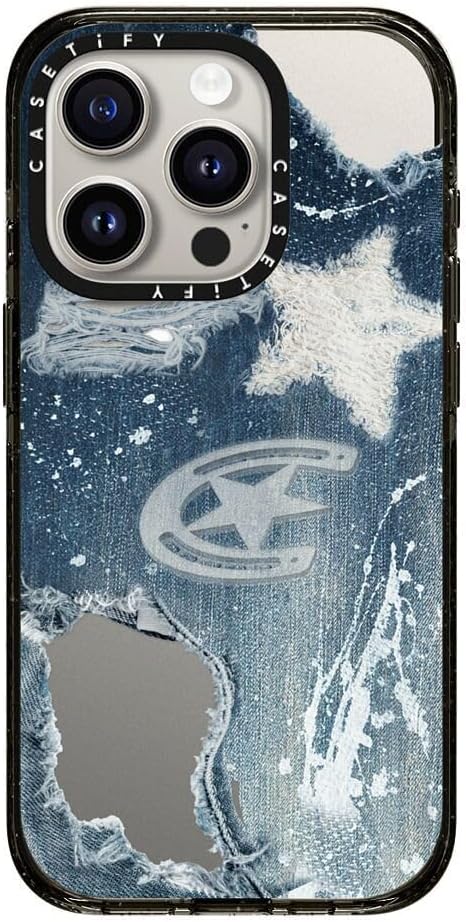 CASETiFY Impact iPhone 15 Pro Case [Slim/Compatible with Magsafe / 8.2 ft. 4X Military Grade Drop Protection] - Denim - Clear Black