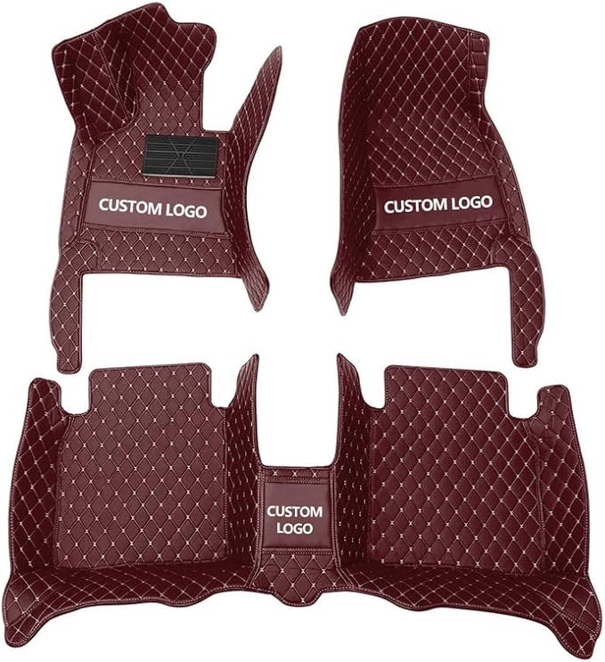 Custom Personalized Floor Mats for Cars，Luxury Full Coverage All Weather Car Floor Mats，Anti-Slip Leather Car Mat Set ，Custom Floor Mats for 99% of Cars, Trucks & SUVs (Brown 3D)
