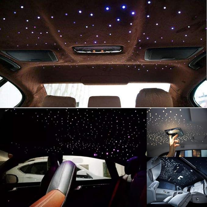 AKEPO Fiber Optic Lights kit Twinkle+ APP Control + Music Effect for Star Ceiling Sky Light Car Home Use, RGBW Light Engine+Optical Fiber Cable 375pcs of 9.8ft/3m(0.03+0.04+0.06in)+28key Remote