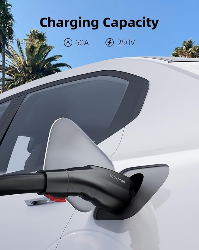 FOCSPROD for Tesla to J1772 Charger Adapter, Max 60A 250V for NACS to J1772 Electric Vehicles Charging Adapter Compatible with Tesla Mobile/Wall Connectors, Destination Chargers -UL 2252