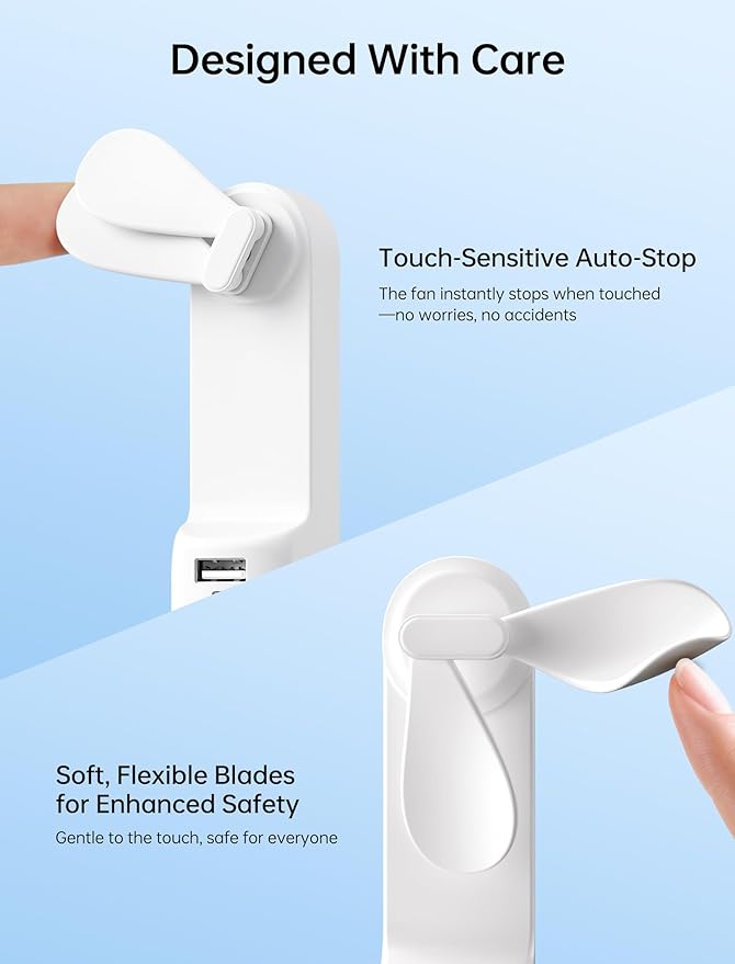 JISULIFE 3 IN 1 Handheld Mini Fan - Portable Fan & Power Bank & Flashlight, 19H Max Cooling, USB Rechargeable, Pocket-Sized for Travel, Cruise, Concerts, Makeup, 2026 Summer Gifts for Women(White)