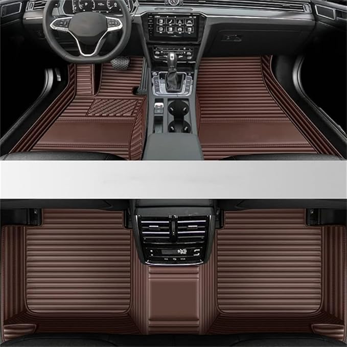 Custom Car Mats All Weather Fit Automotive Floor Mats PU Leather Protector Mat for Most Sedan, SUV, Truck Floor Mats (3D Brown car mats)