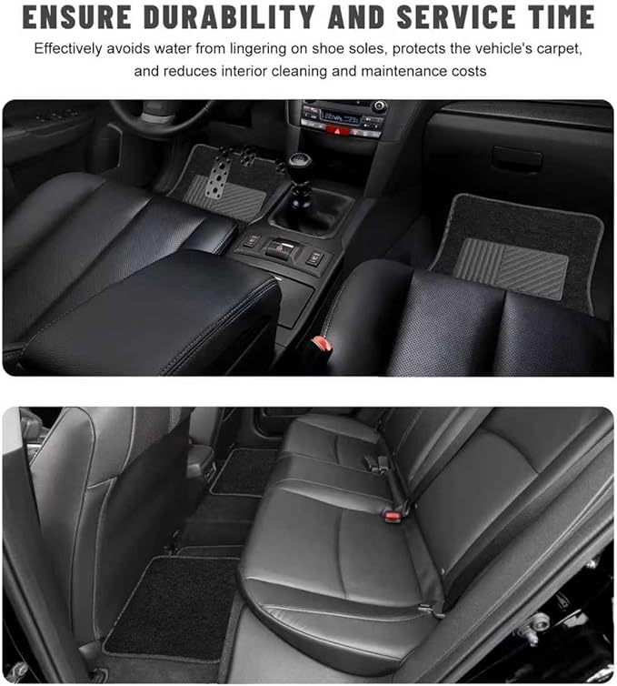 Sun Walker 4 PCS Car Floor Mats, Waterproof Anti-Slip Front & Rear Car Carpets with Driver Heel Pad, All Weather Floor Protective Pads Universal for SUVs Trucks Sedans Vans (Black)