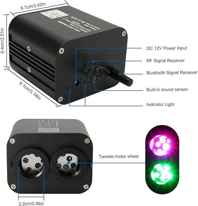AKEPO 20W Dual-Head Dual-Color Fiber Optic Light Source, Twinkle+APP Control + Same or Different Color + Music Activated+28-Key Remote for Car Headliner Star Home Star Ceiling Kit