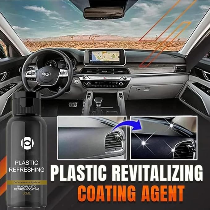 RJDJ Plastic Restorer for Cars, Trim & Exterior – Plastic Revitalizing Coating Agent, Restores Faded Plastic, UV Protection, Car Shine Refurbishing Solution (30ml-4pcs)