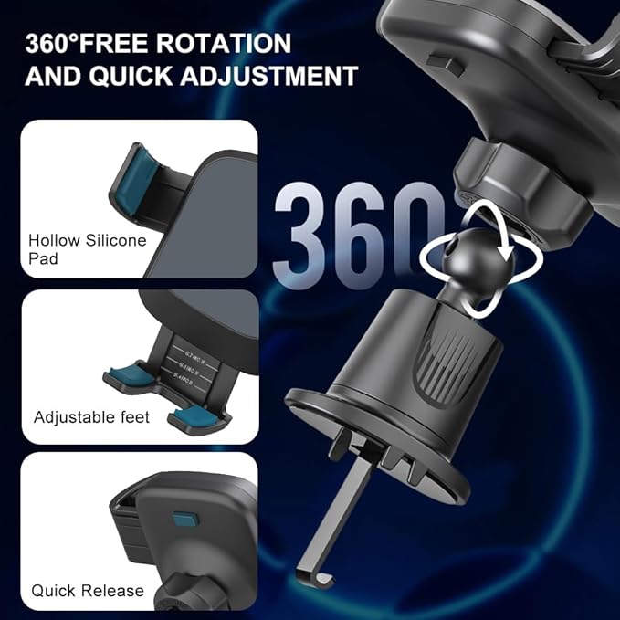 Wireless Car Charger, Auto-Clamping Air Vent Mount Car Phone Holder - 15W/10W/7.5W Fast Charging Compatible with iPhone 17/16/15/14/13/13 Pro/12 Pro Max/12 Pro/12 & Samsung Galaxy, Gift for Men Women