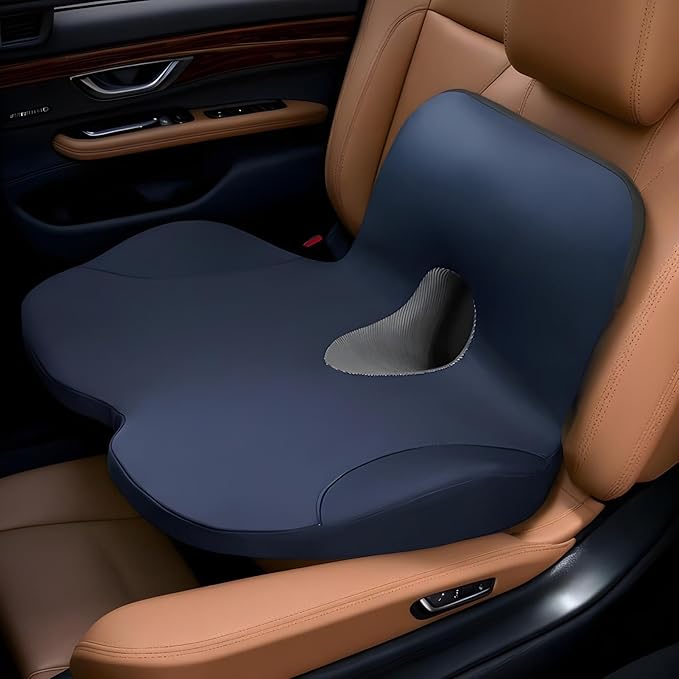 Chair Cushion - Car Seat Cushion with Back Support Pillow for Ergonomic Comfort, Non Slip with Memory Foam Relief, Lumbar Support Pad for Hips Women Men Office Travel Driving Home Car Use