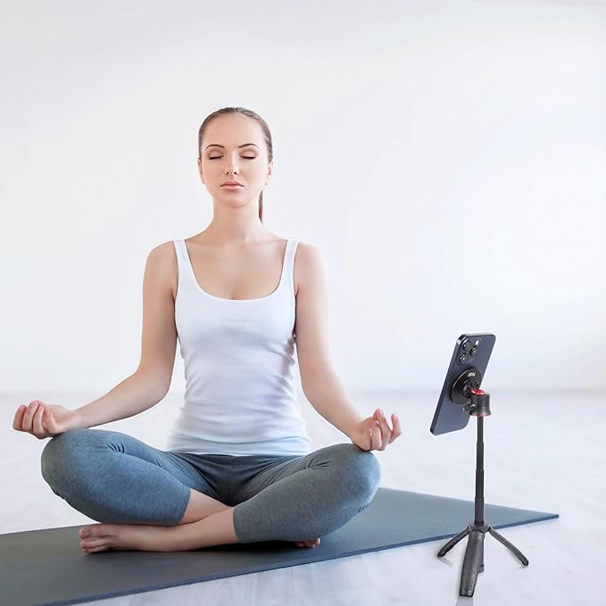 Magnetic Cell Phone Tripod for MagSafe, Mini Extendable Selfie Stick and Tripod Stand with 360° Ball Head, Compatible with iPhone 16 15 Pro Max Plus 14 13 12 Series