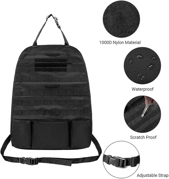 Upgrade 1000D Molle Seat Back Organizer with Pouches, Tactical Molle Vehicle Panel Car Seat Cover Protector Seat Back Organizers