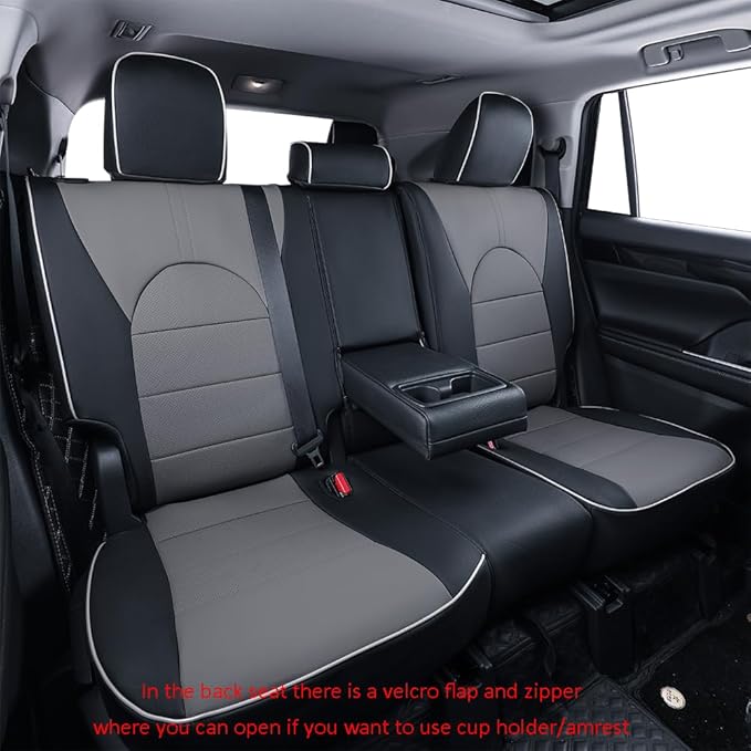 EKR Camry Car Seat Covers for Toyota Camry Hybrid LE,Hybrid SE 2018 2019 2020 2021 2022 2023 2024,Leather Car Seat Cover Full Set for Trucks SUV-Faux Leather(Black/Gray)