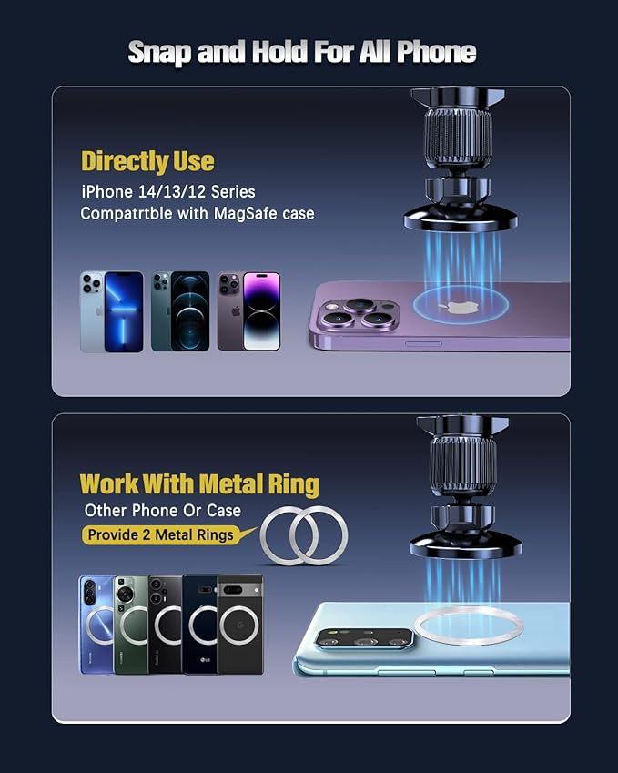 Car Mount [20 Powerful Magnets] Magnetic Phone Holder for Car Automobile Hands Free iPhone Car Holder Mount 360° Adjustable Air Vent Phone Holder Fit for iPhone 17/16/15/14/13/12 Series