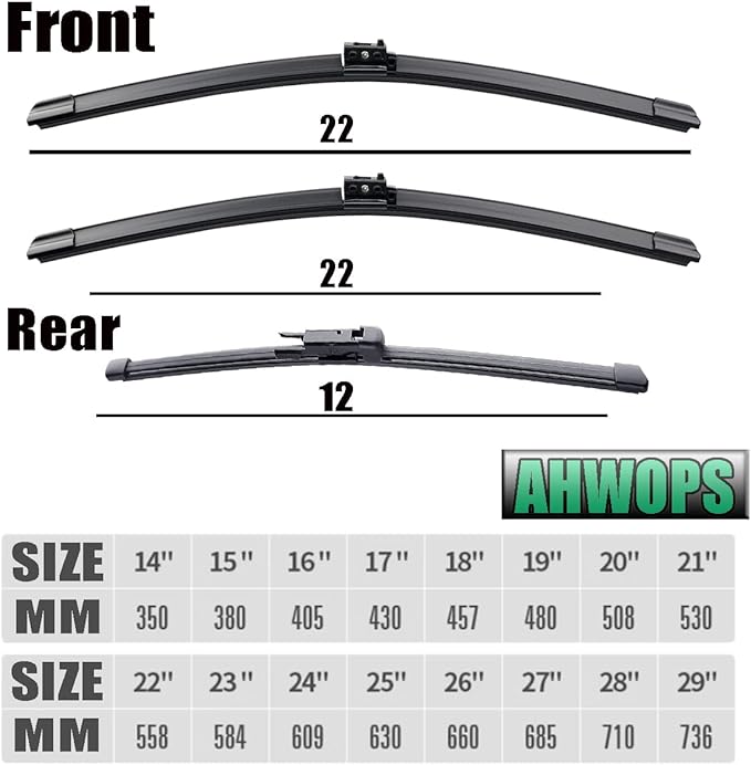 3 Wiper Front and Rear Wiper Blades for Mercedes-Benz GLC 300 16-21/GLC63 AMG 17-21, OE Original Style (22″/22″ Front/12″ Rear) For My Car