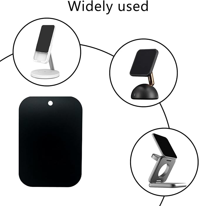 GDMINLO Mount Metal Plate（4Pack） for Magnetic Car Mount Phone Holder with Full Adhesive for Phone Magnet, （2 Rectangle and 2 Round）