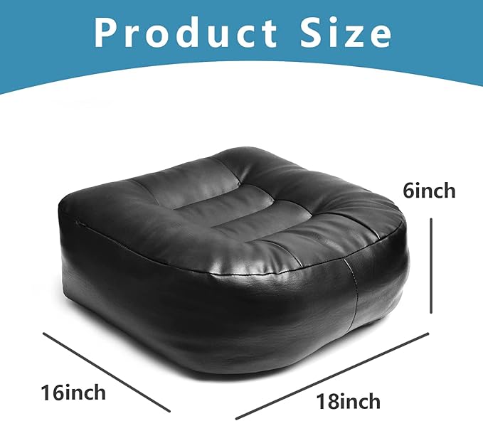 YOUFI Super Thicken Leather Car Seat Cushion for Adults - Portable Angle Lift Seat Pad with Breathable Cover, Handle, and Buckle - Ideal for Trucks, SUVs, and Office Chairs(Black)