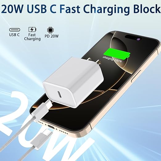 for iPhone 17 16 Charger Fast Charging,20W iPhone 17 Charger USB C Chargers USBC to USBC Cable for iPhone 17/17 Air/17 Pro/17 Pro Max/16/16e/16 Pro/16 Pro Max/15/15 Plus/15 Pro/15 Pro Max/iPad/AirPods