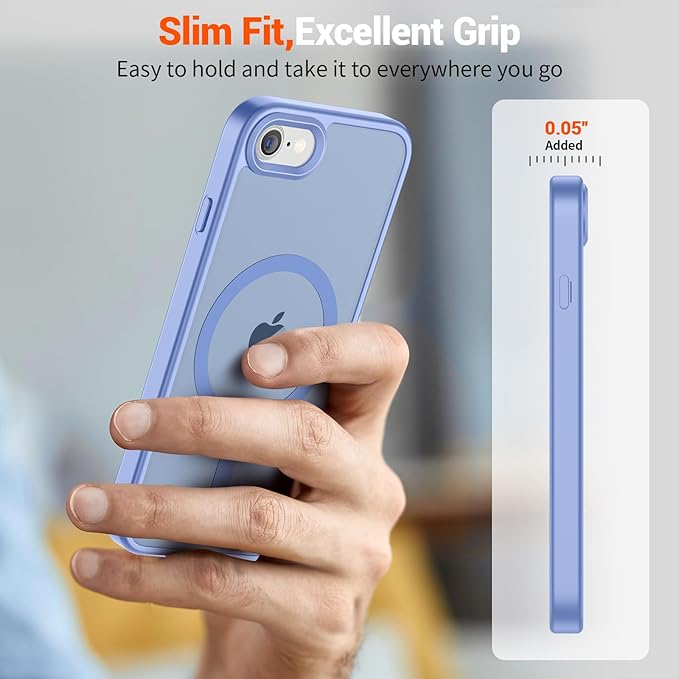 SUPFINE Magnetic for iPhone SE Case 2022 (3rd)/2020 (2nd), iPhone 8 Case (Compatible with MagSafe) (Military Grade Drop Protection) Slim Translucent Matte Phone Case, Blue Purple