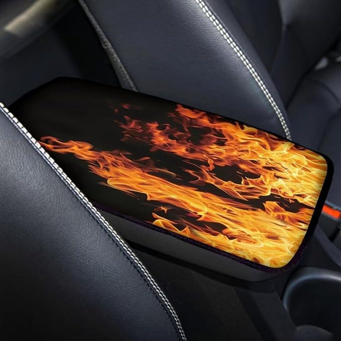 Coldinair Fire Flame Universal Car Center Console Pad Soft Armrest Protector Cover Fit for Most Vehicle,SUV,Truck,Car Interior Accessories Decor