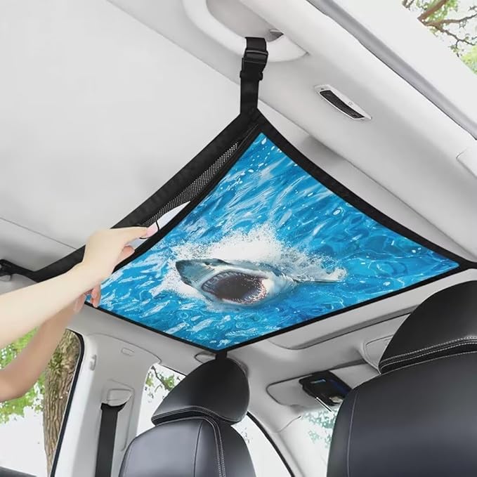 Shark Print Car Storage Bag Organizer Car Organizer for Car Seat Multi-Purpose Car Bag Storage Box Organizer Pouch Pocket Storage for Small Items