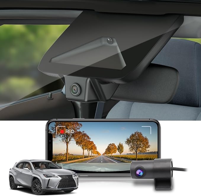 Fitcamx Front 2K+Rear 1080P Dash Cam Adapts for Lexus UX 2025 2026 300h Premium F Sport Handling Design, OEM Look, Dual HD Video, WiFi Connect & APP, Loop Recording, G-Sensor, Easy to Use, 64GB Card