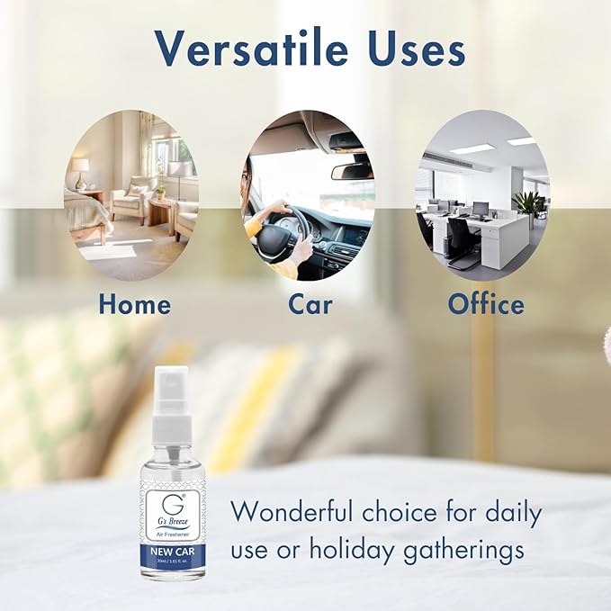 G's Breeze New Car Air Freshener – Crisp & Fresh Scent Inspired by Luxury Vehicles – Long-Lasting Freshness for Car, Home & Office – Enjoy a Refreshing Clean Aroma & Elegant Atmosphere Anywhere