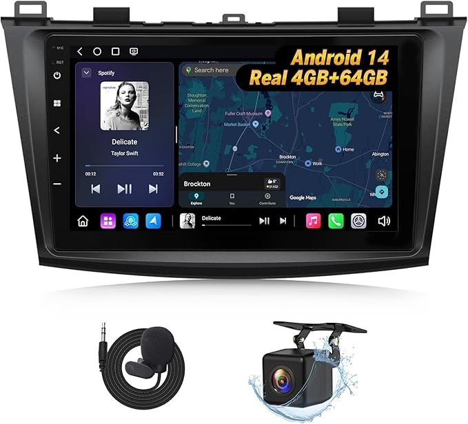 Eonon 4G+64G Car Stereo Android 14 Receiver for Mazda 3 2010-2013,Wireless CarPlay & Android Auto Headunit, 9" Touchscreen GPS Navigation,Bluetooth,AM/FM,SWC,M3BLX7A