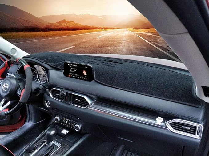 Beerte Black Car Dashboard Center Console Cover Protector Sunshield Cover Dash Mat Pad for Mazda CX5 2017-2025 2026 (Polyester)