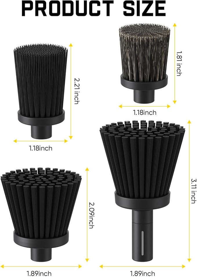 4 PCS Replacement Brush Heads for Fanttik Flip G10 Nano HomeCare & AutoCare Cordless Electric Spin Scrubber, Accessories for Steering Wheel, Door Handles & Frames, seat Belts
