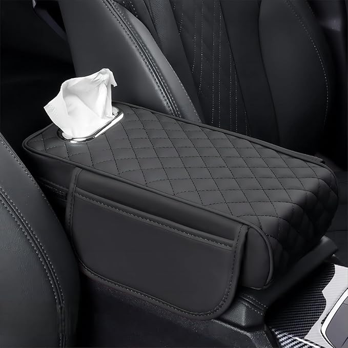 Car Center Console Cover for Lexus RX SUV RX 300 /RX 350 /RX 350L /RX 350 L F/RX 450h /RX 450hL, Leather Car Arm Rest Cover, Car Armrest Cushion with 2 Storage Bags Car Center Console Armrest Pad