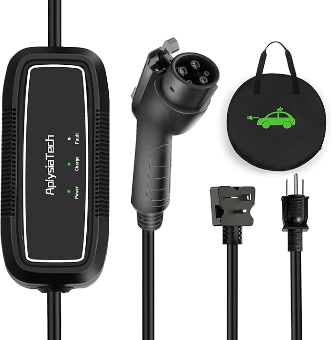 Level 1+2 EV Charger, 16Amp 110-240V, Portable SAE J1772 Electric Car Chargers, Plug-in EV Charging Station for Home,21 Ft Level 2 Charger Cable NEMA 6-20Plug(Tesla Need Adapter)