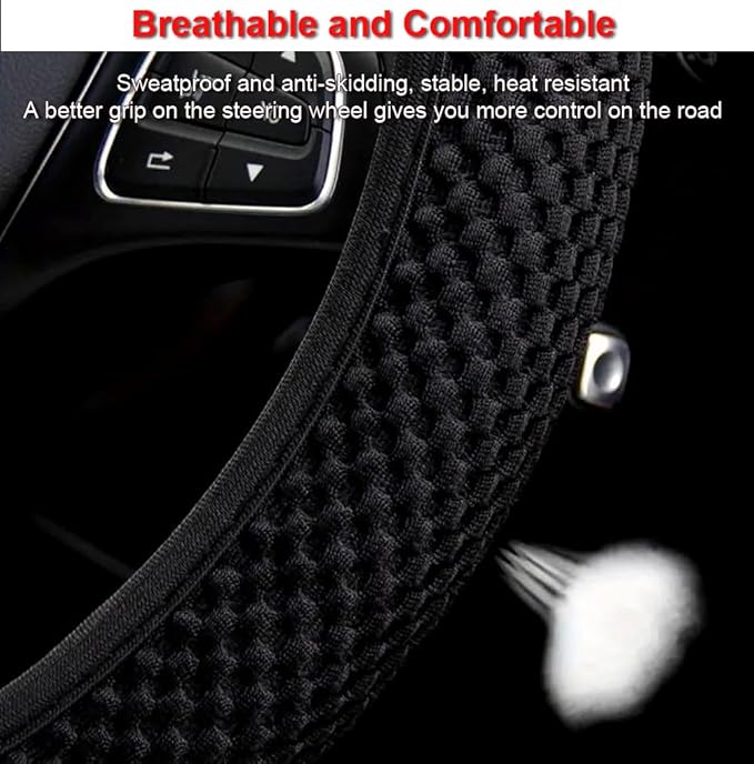 Hiflyer Car Steering Wheel Cover Women & Men, Universal 14.5-15 Inch Steering Wheel Covers, Soft Microfiber Car Wheel Cover Car Stuff Car Accessories Interior (White)